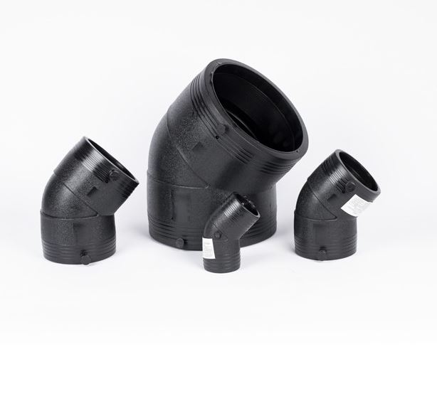 HDPE 電気融着 45 度エルボの設計は、流体またはガスのパイプラインの流れ効率をどのように改善しますか?